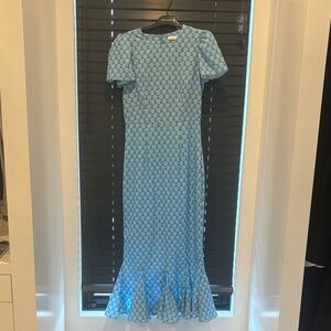 RHODE Blue and White Patterned Maxi Dress